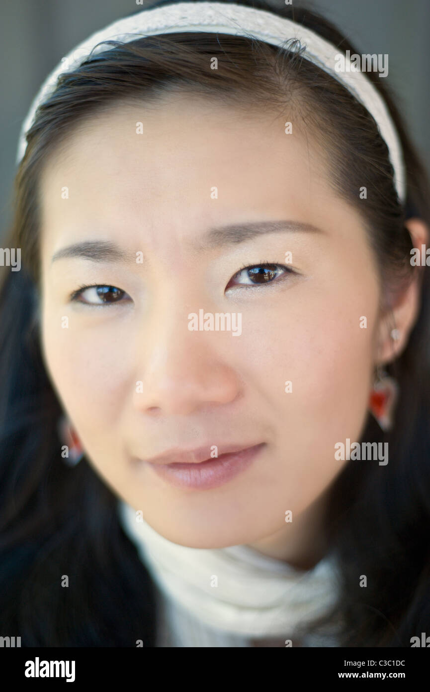 Portrait d'une fille asiatique chinois, Hondo Valley, New Mexico. Banque D'Images