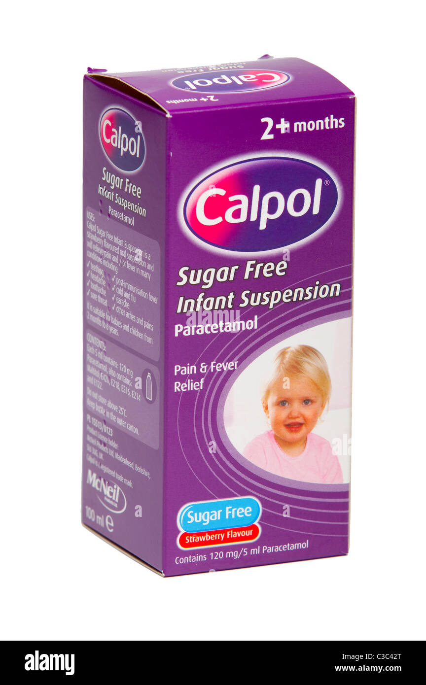 Calpol médecine de l'enfant bébé enfant fièvre Banque D'Images