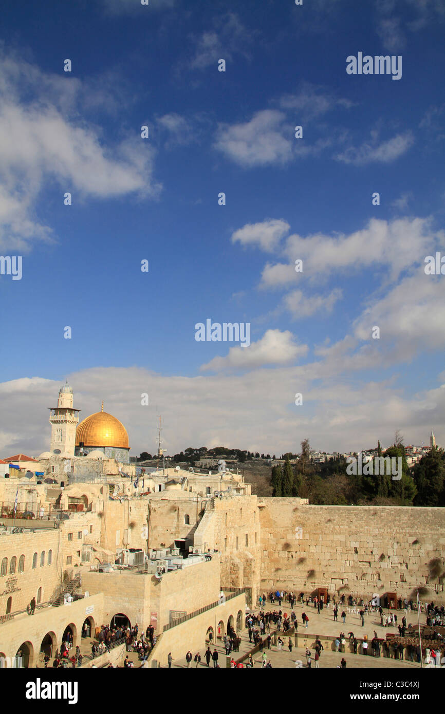 Israël, Jérusalem Vieille Ville, une vue sur le mont du Temple du Quartier Juif Banque D'Images