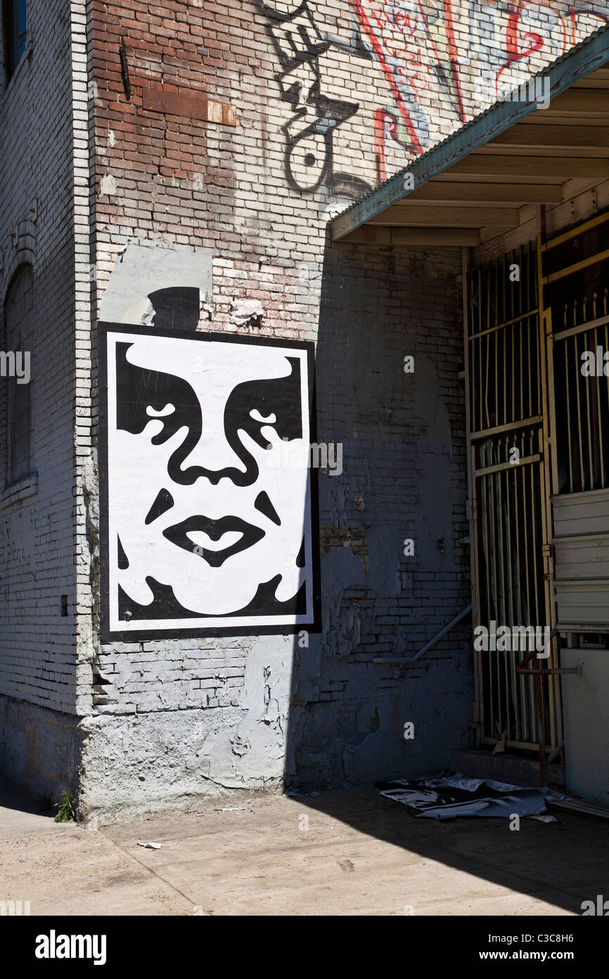 Shephard Fairey's André le Géant design, Street Art, Los Angeles, Californie, États-Unis d'Amérique Banque D'Images