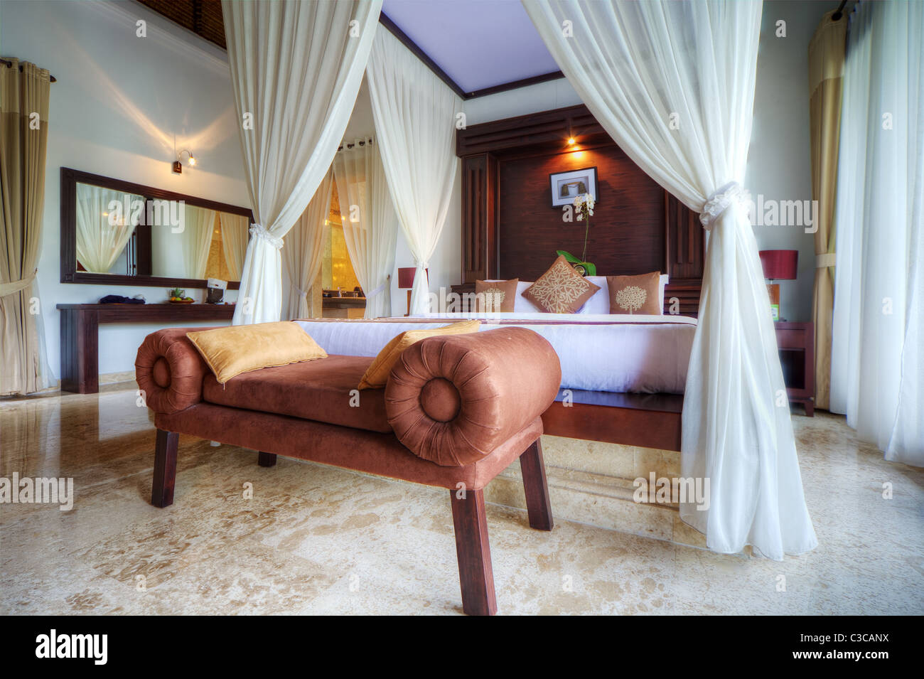 Villa chambres tropicale de luxe, Bali, Indonésie. Banque D'Images