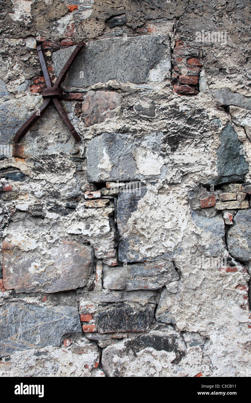 Très vieux mur endommagé par des fissures. Bon comme background. Banque D'Images
