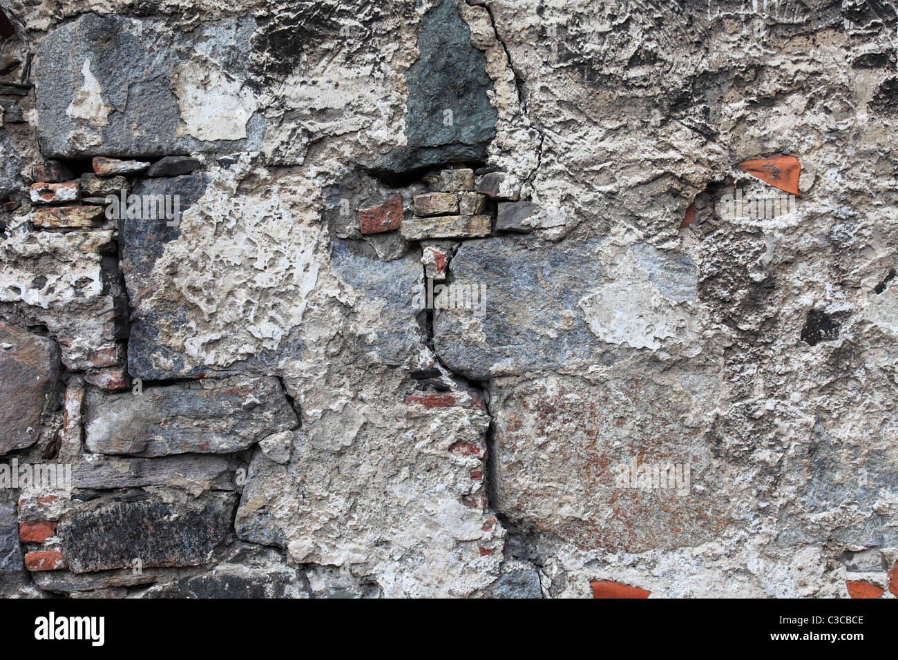 Très vieux mur endommagé par des fissures. Bon comme background. Banque D'Images