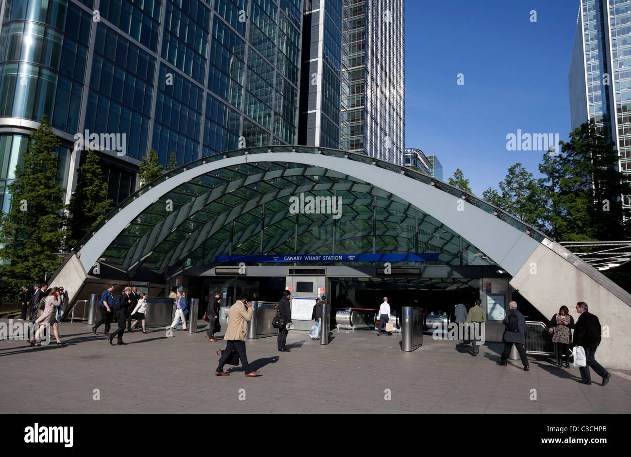 La station de métro Canary Wharf, London, England, UK Banque D'Images