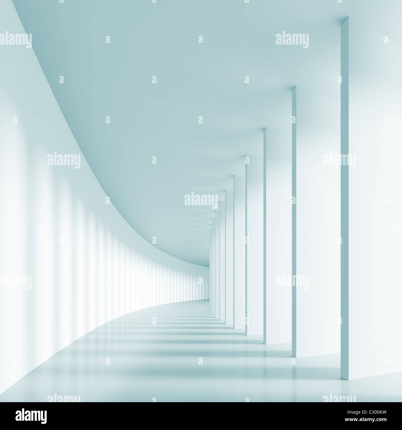 Illustration 3d de long hall avec des colonnes Banque D'Images