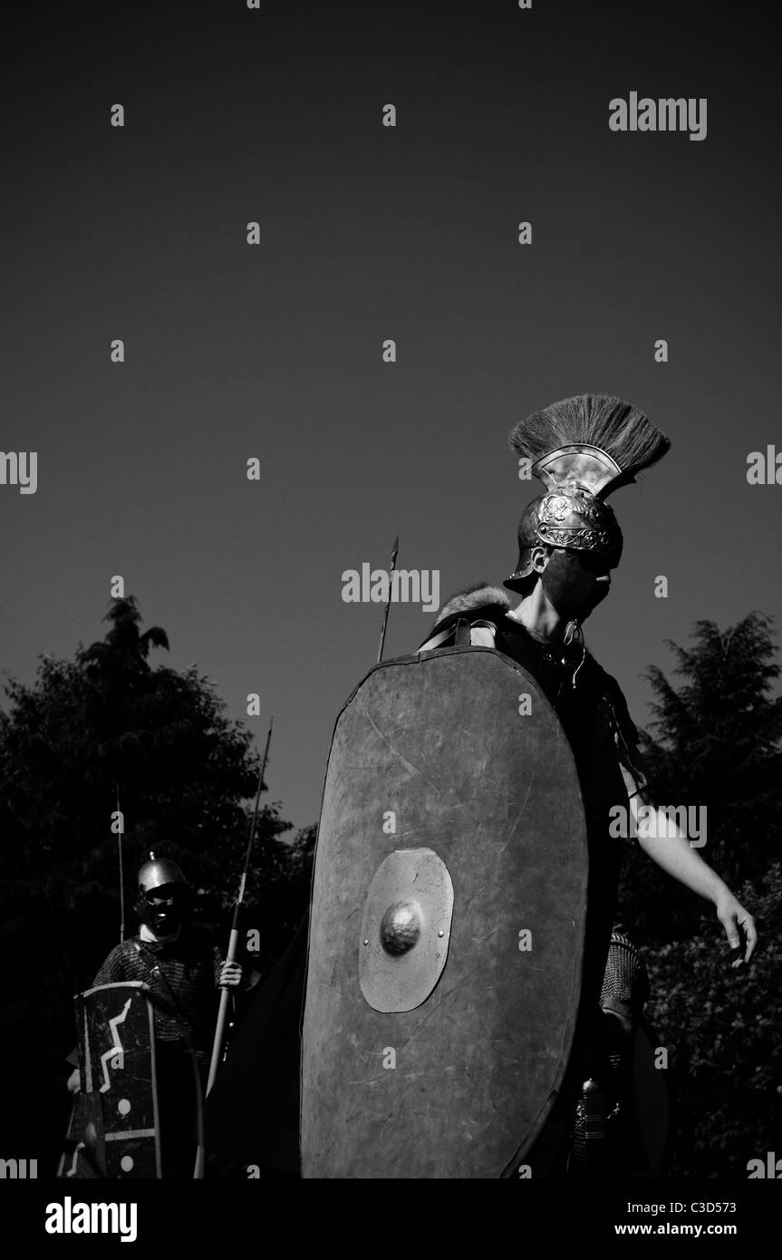 Les guerriers romains antiques. Banque D'Images