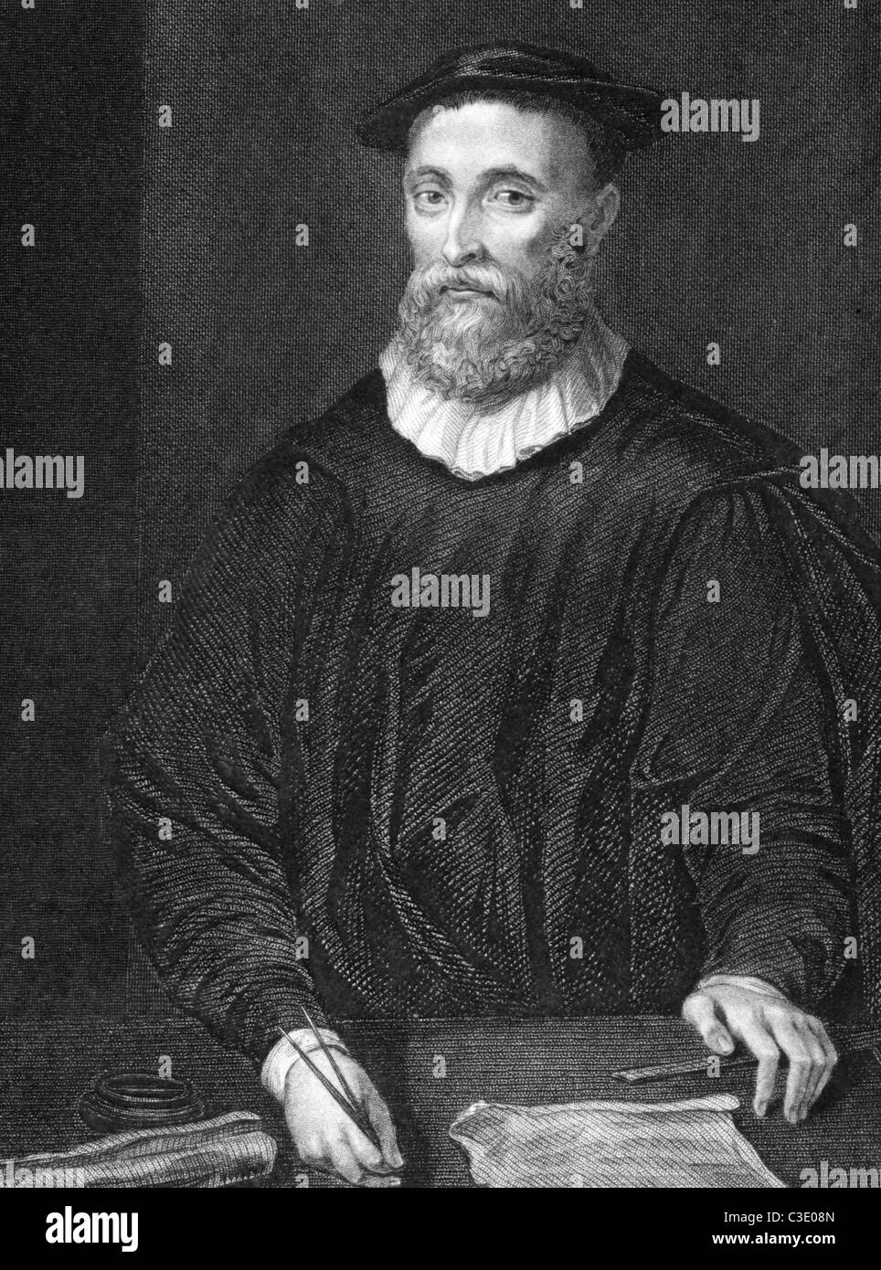John Knox (1510-1572) gravure de 1838 sur. Pasteur écossais. Gravée par H.T.Ryall et publié par J.Tallis & Co. Banque D'Images