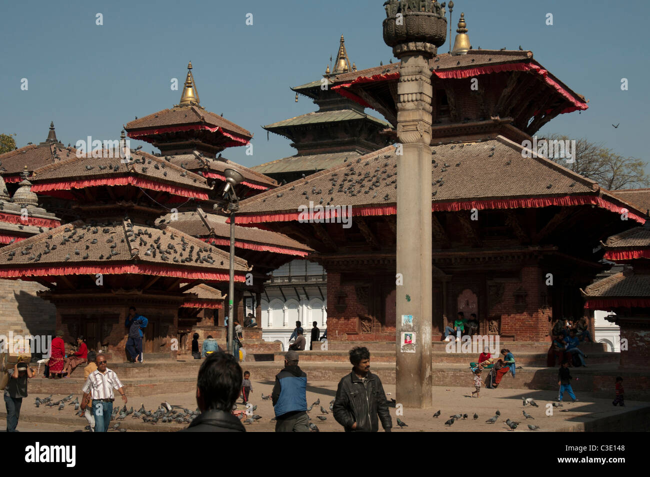 Pagodes de Durbar Square, Katmandou, Népal, avant le tremblement de terre catastrophique Avril 2015 Banque D'Images