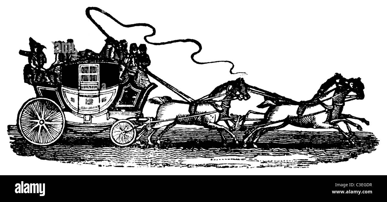 Cheval et chariot de 1840 Catalogue Banque D'Images