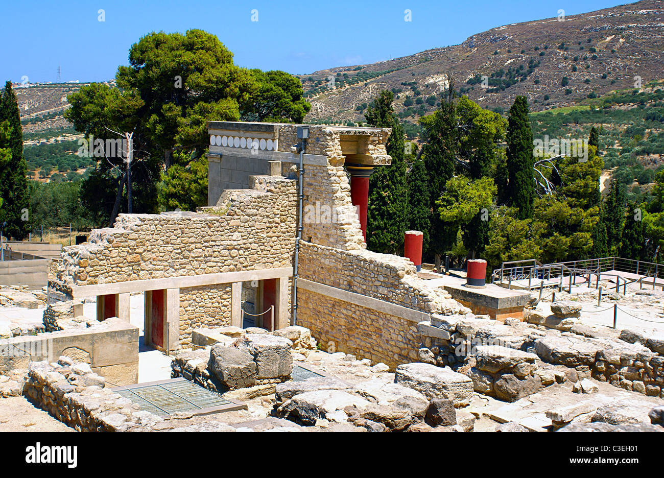 Palais de Knossos en Crète, Grèce Palais de Knossos, est le plus grand site archéologique de l'âge du bronze sur le Cret Banque D'Images