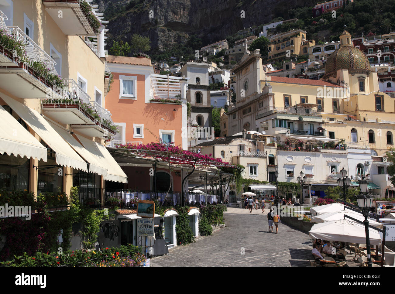 Ville et de la Cathédrale, Positano Campania, Italie Banque D'Images