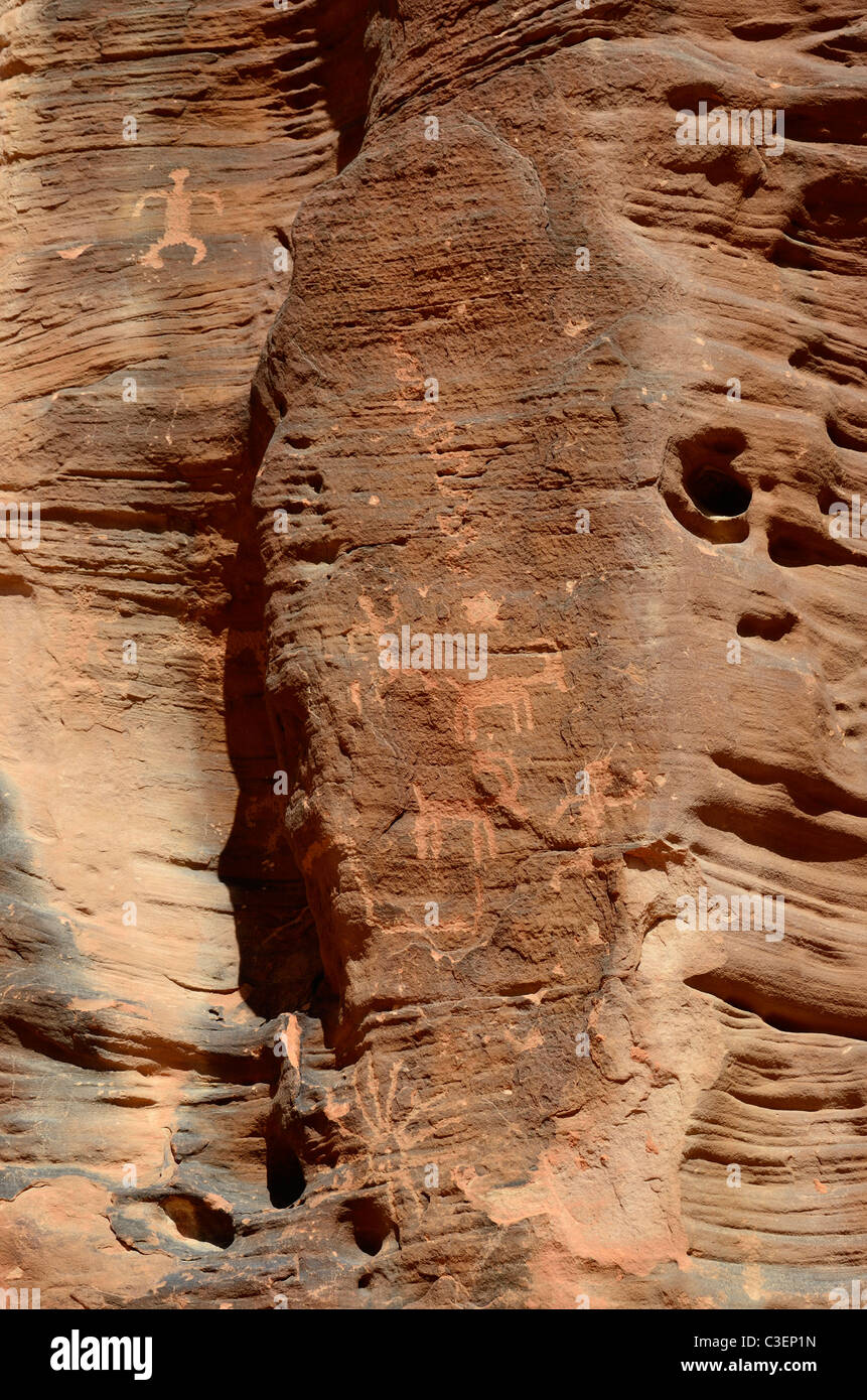 Petroglyph Canyon, Valley of Fire, Nevada 70194 110417 Banque D'Images