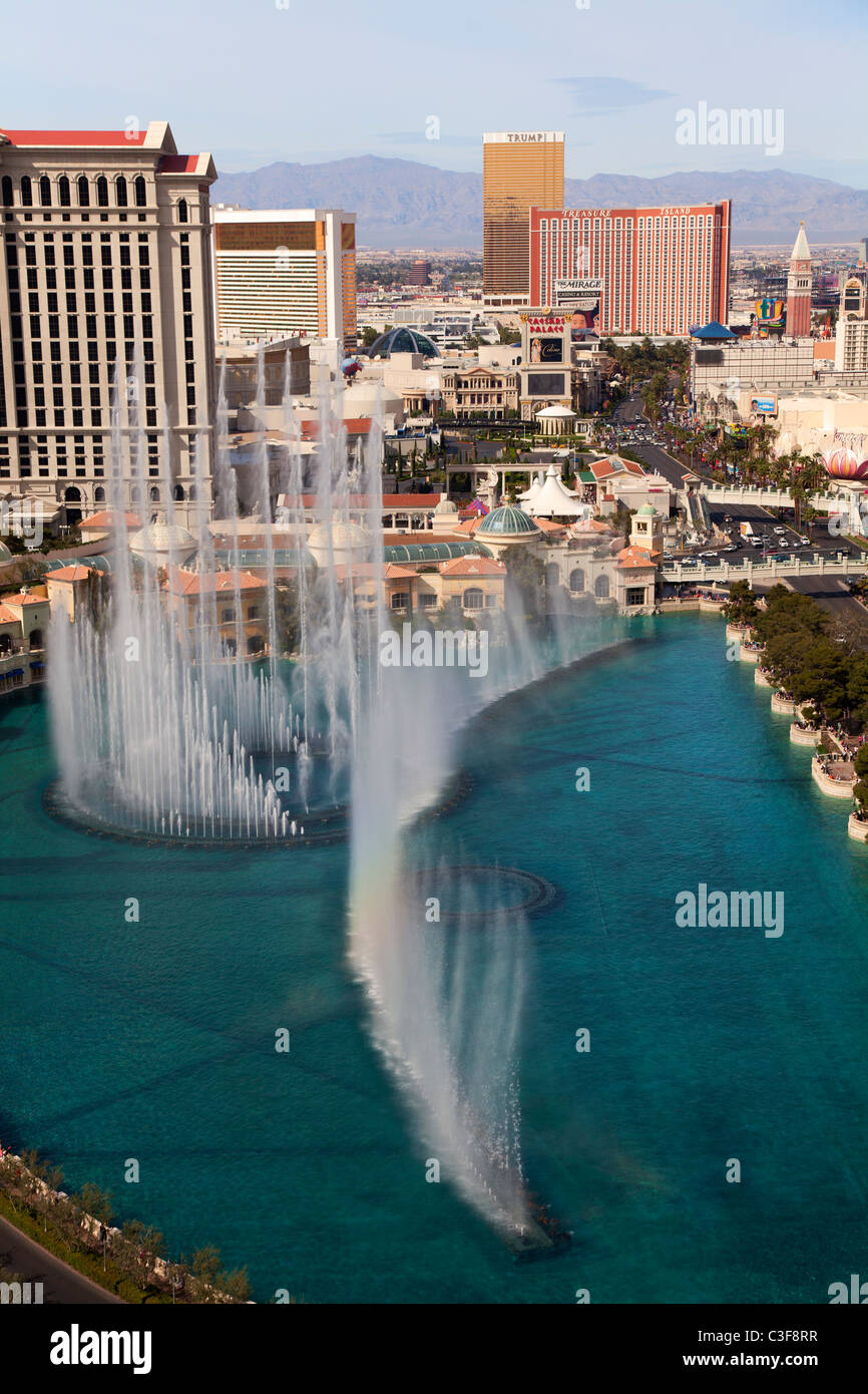 Vue de la fontaine du Bellagio, Las Vegas, Nevada. Banque D'Images