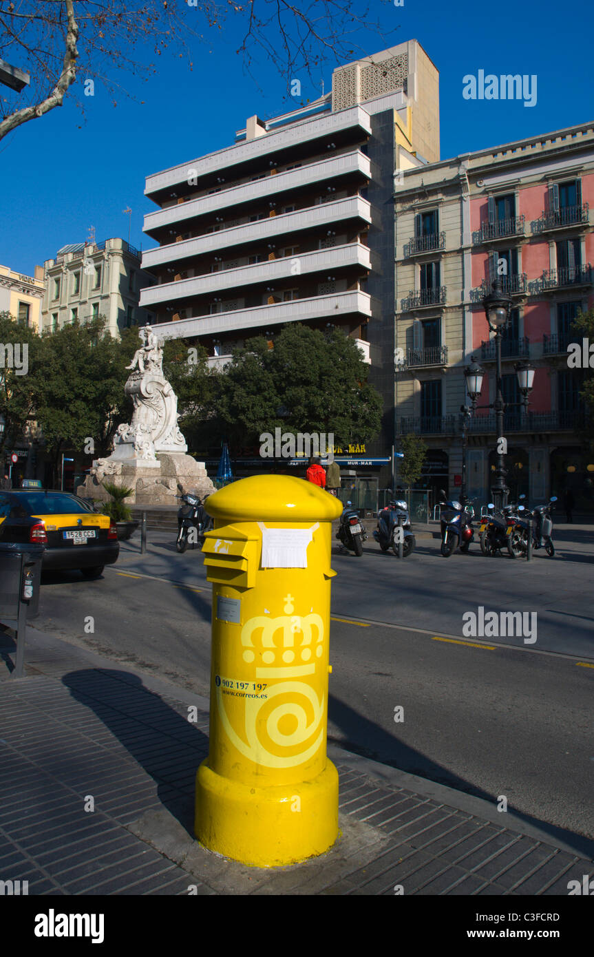 Case postale rue Las Ramblas Catalunya Barcelone Espagne Europe Banque D'Images