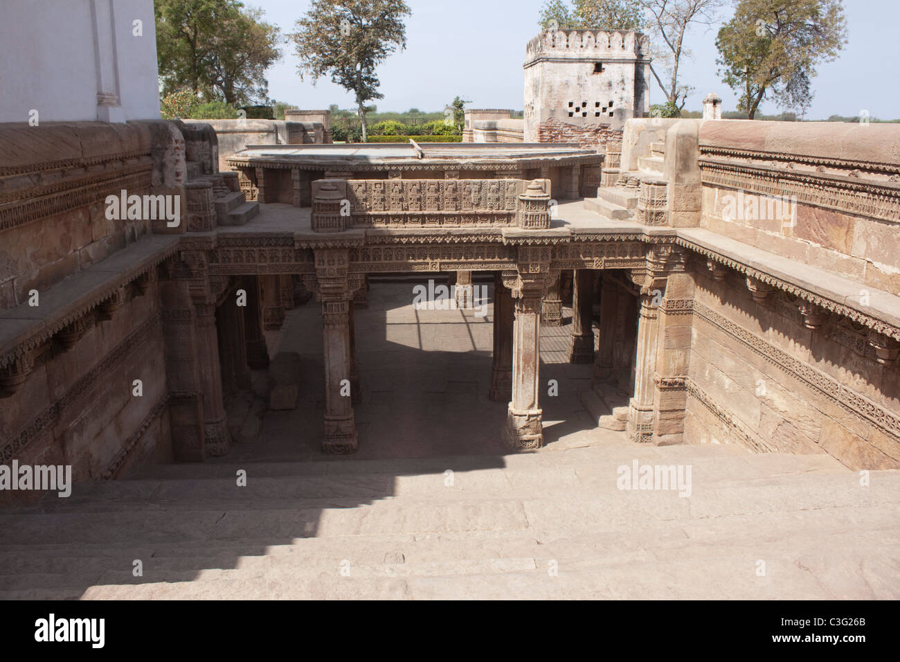 Les détails architecturaux d'un bâtiment, Rani ki Vav, Patan, Ahmedabad, Gujarat, Inde Banque D'Images