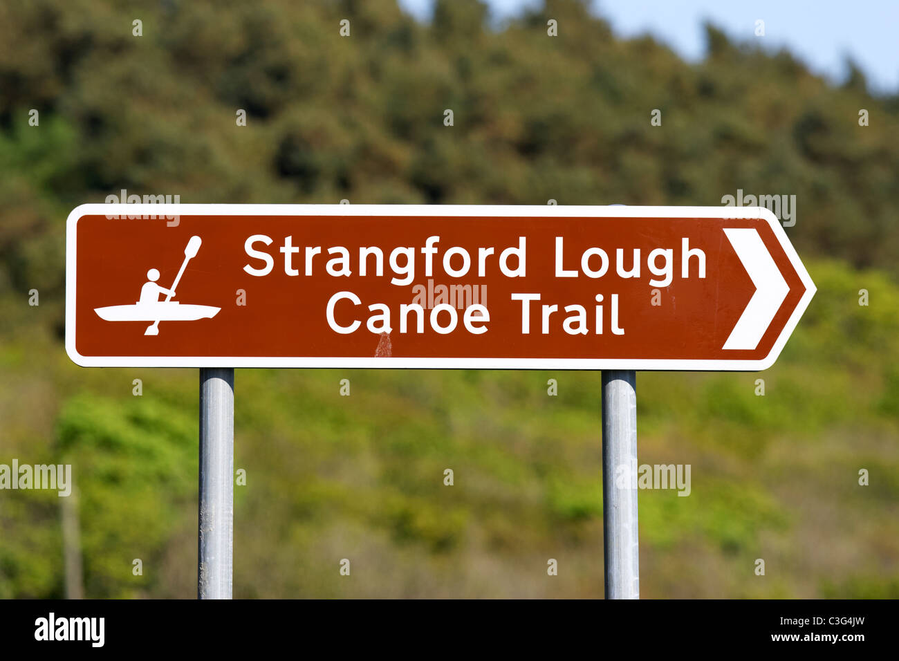 Strangford Lough canoe trail sign County Down Irlande du Nord uk Banque D'Images