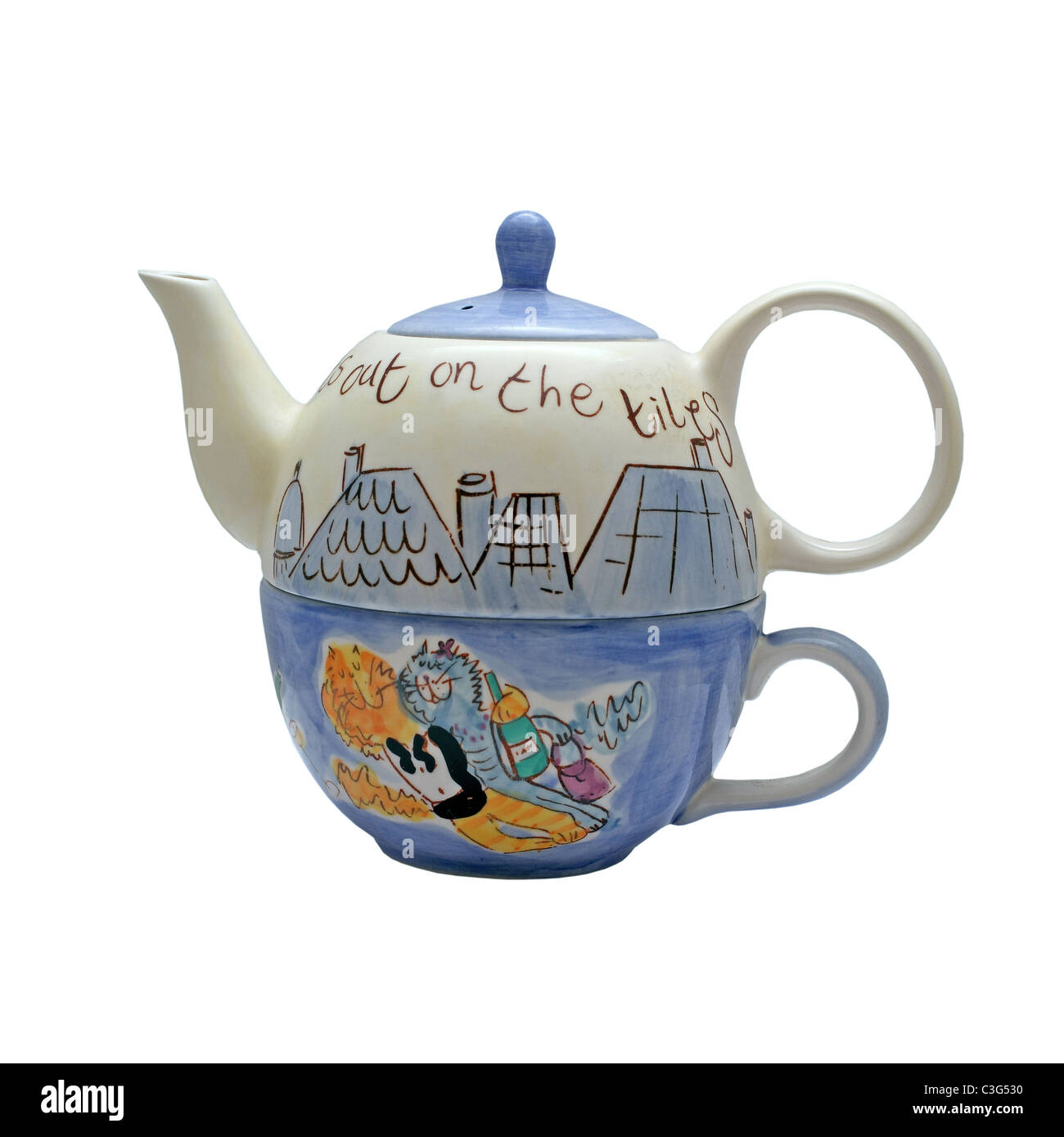 Théière porcelaine antique Banque D'Images