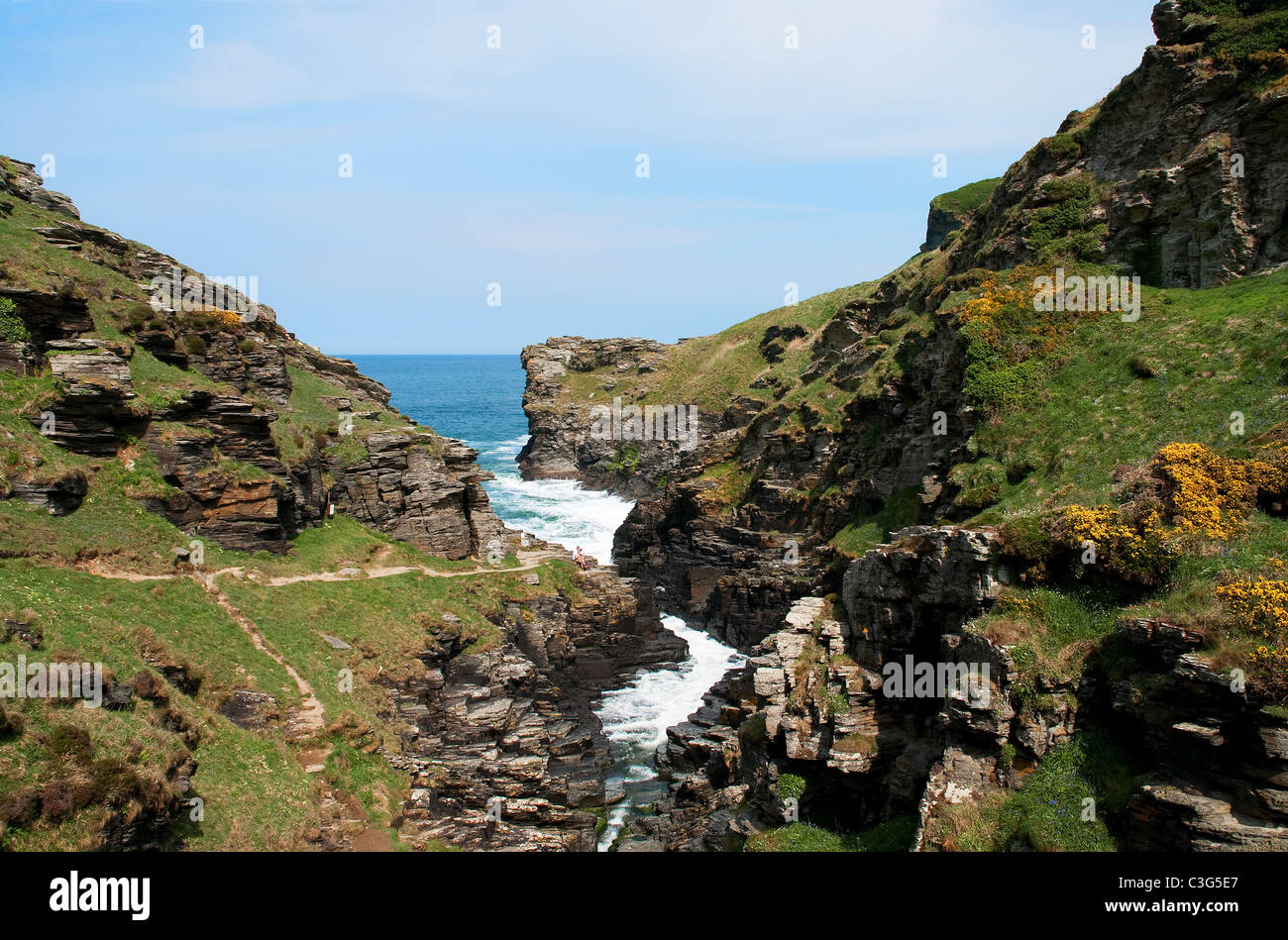 La ' ' Rocky Valley nature reserve près de Bossiney Tintagel, en Cornouailles du Nord, Royaume-Uni Banque D'Images