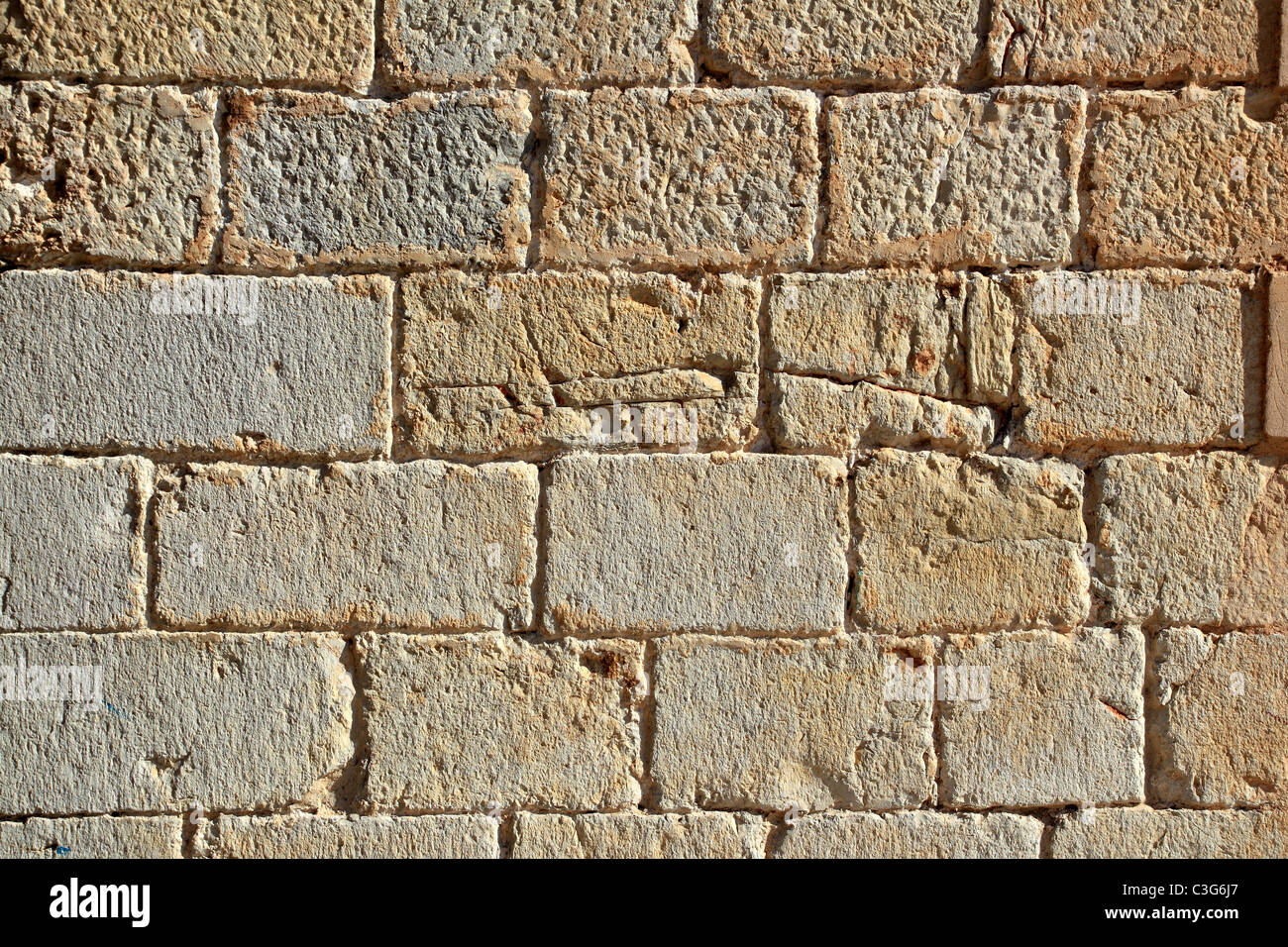 Château mur de maçonnerie en pierre de lignes anciennes motif texture en Espagne Banque D'Images