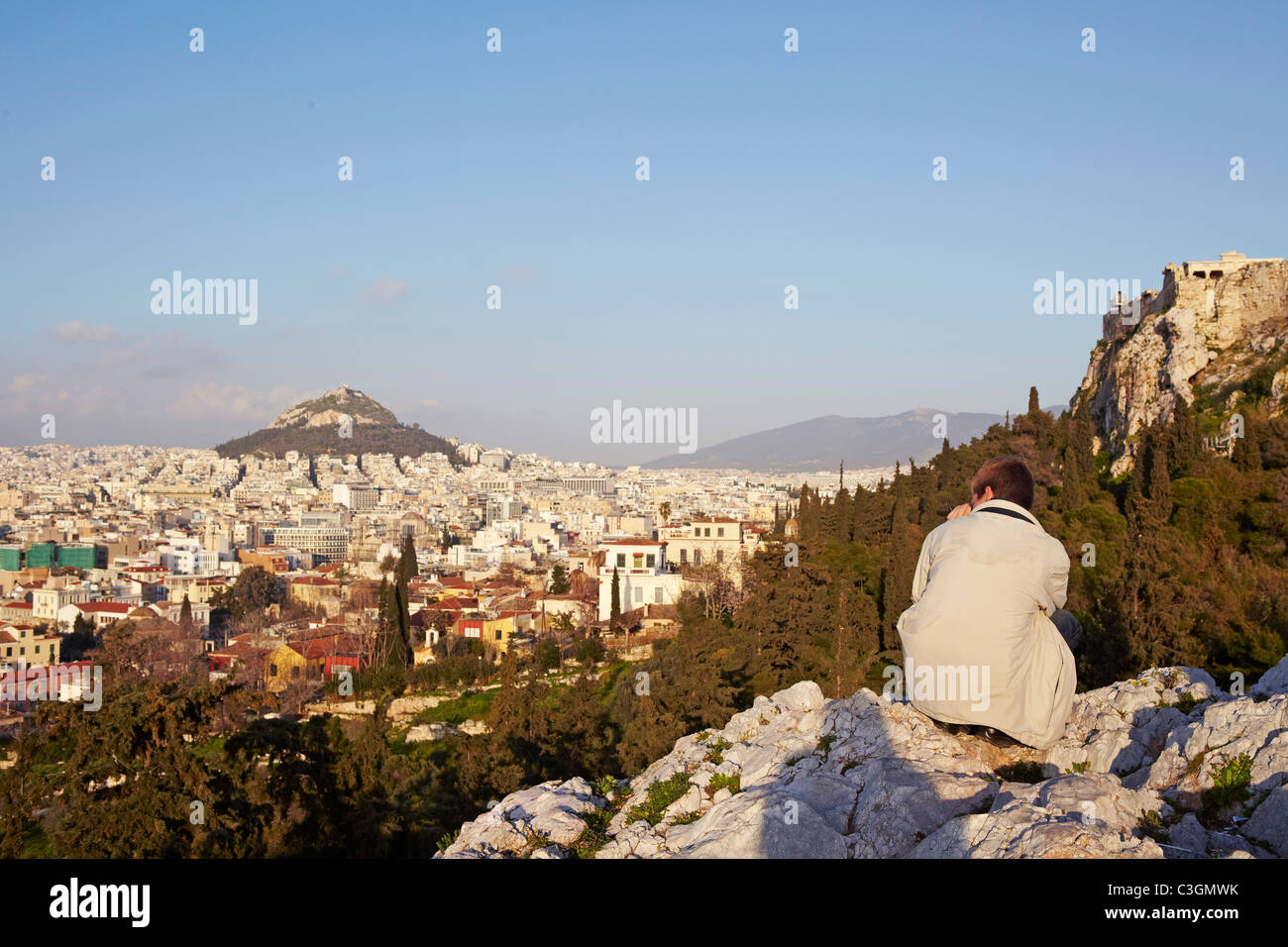 Voir l'Aréopage d'Athènes de hill, Grèce Banque D'Images