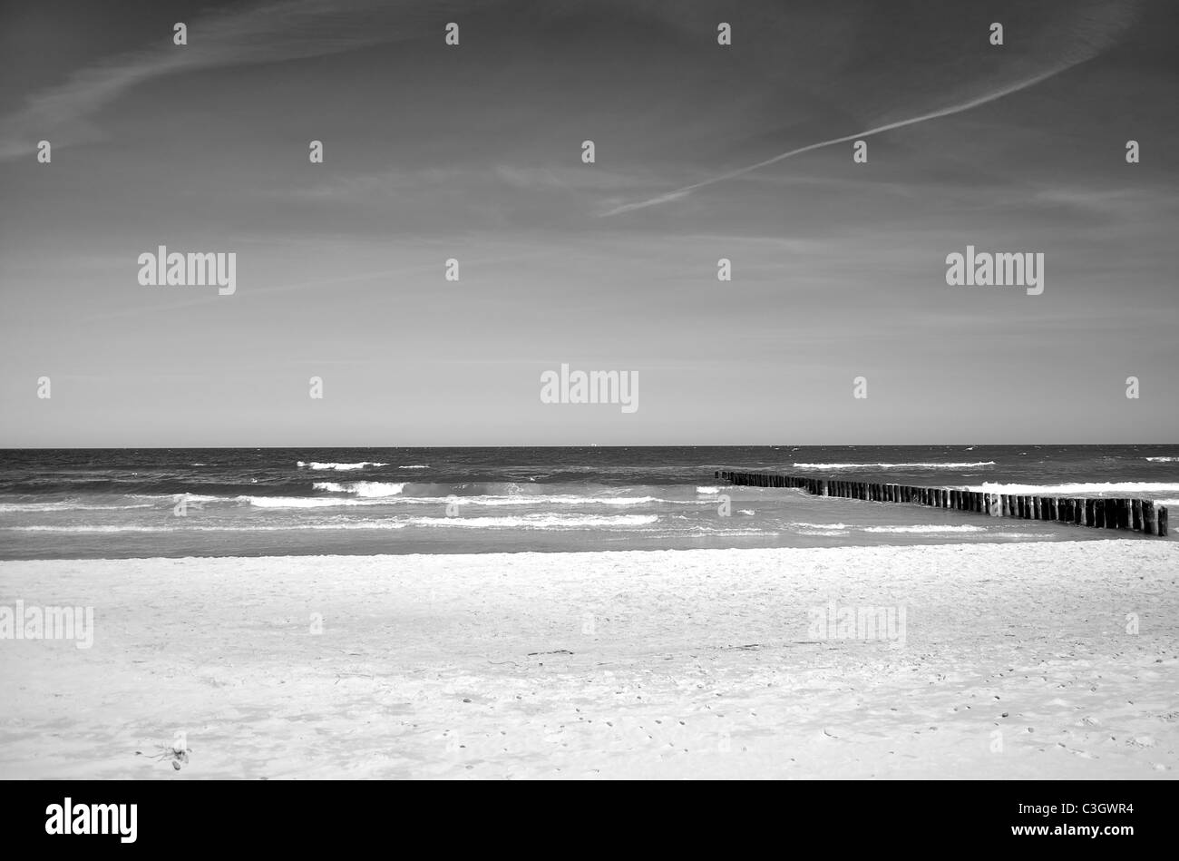 Sable, plage, mer, ciel... Mer Baltique Banque D'Images