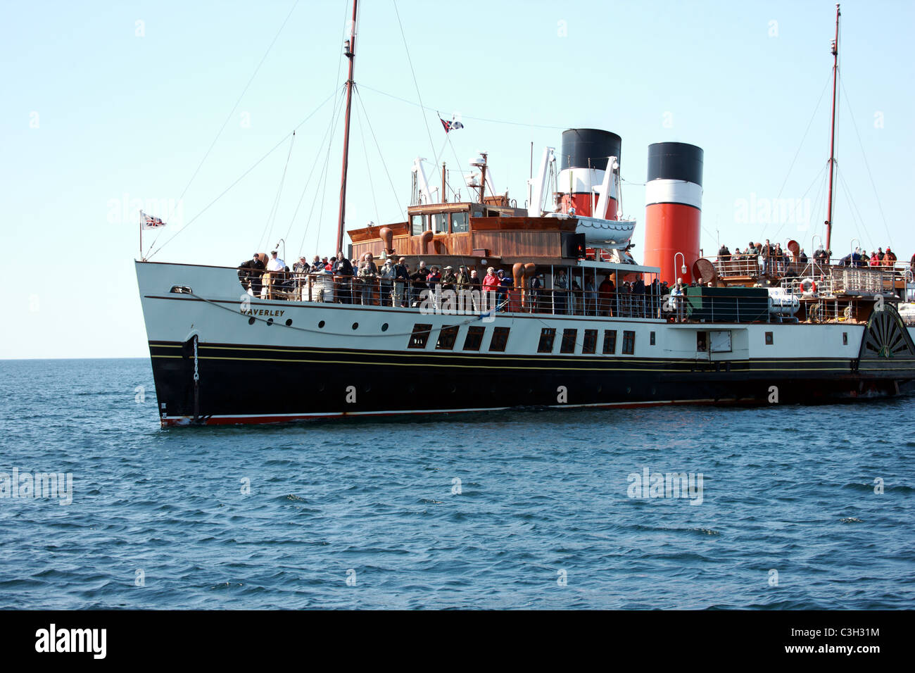 Le bateau à vapeur Waverley navigateurs au large de l'île de Staffa Banque D'Images