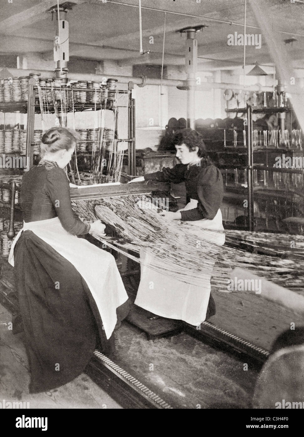 Le tissage des tapis Crossley travaille, Halifax, Yorkshire, Angleterre à la fin du xixe siècle. Banque D'Images