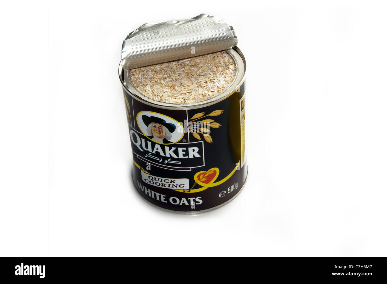 Quaker Oats sur fond blanc Banque D'Images