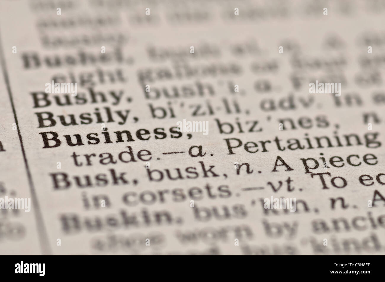 Extreme close up de l'entreprise mot trouvé à l'intérieur d'un dictionnaire Banque D'Images