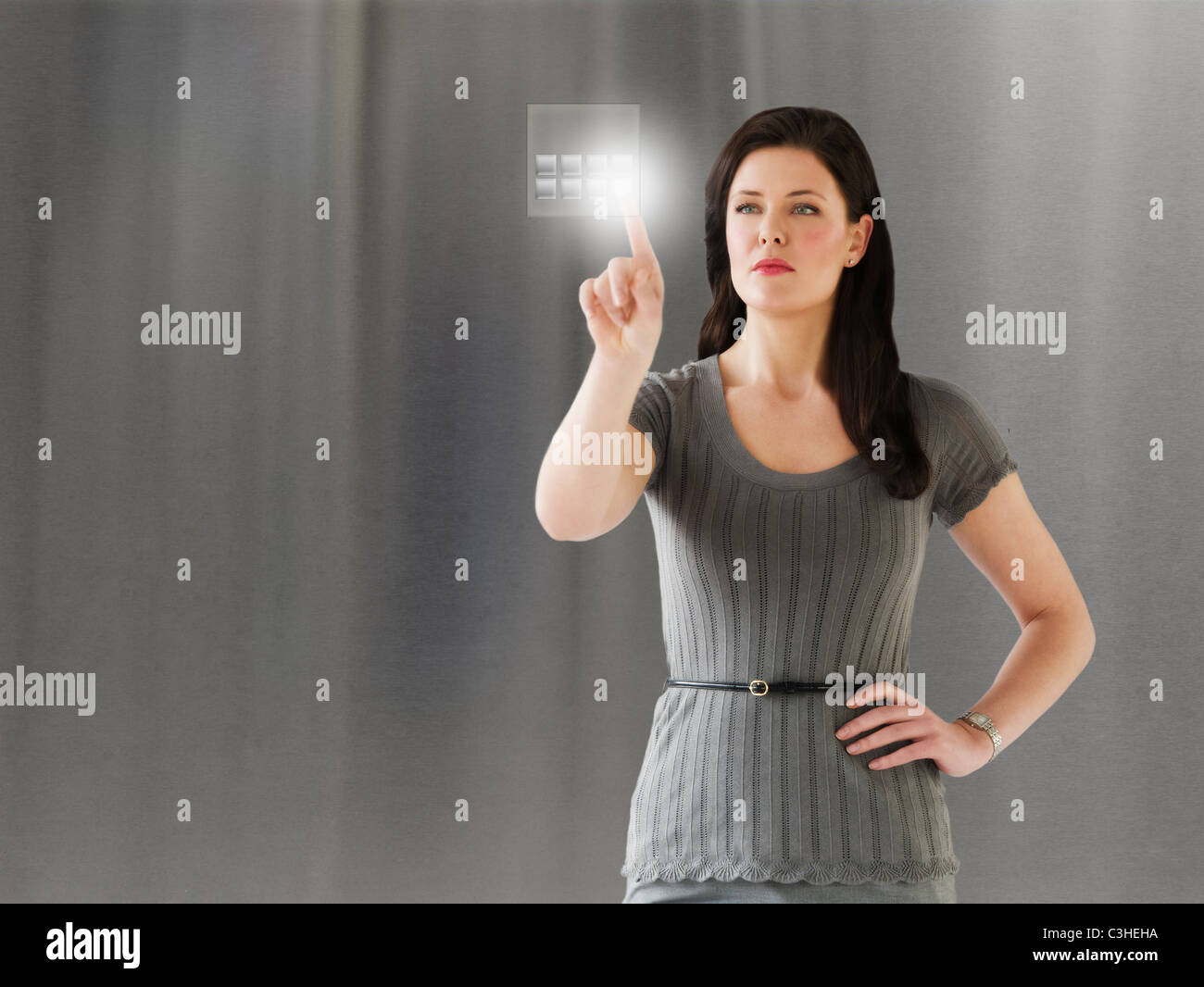 Young businesswoman using digital numérique Banque D'Images