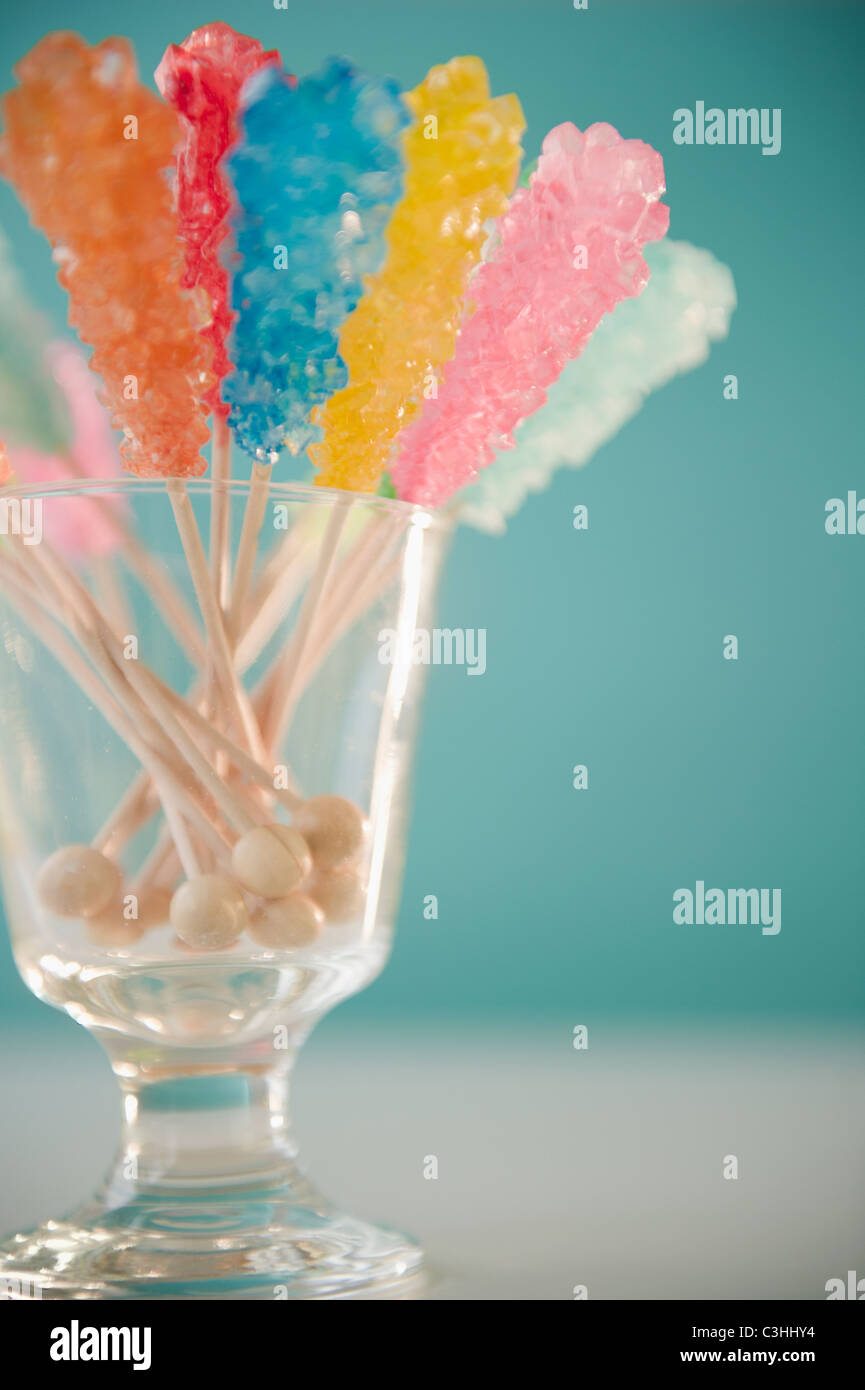 Hard rock bonbons dans du verre Banque D'Images