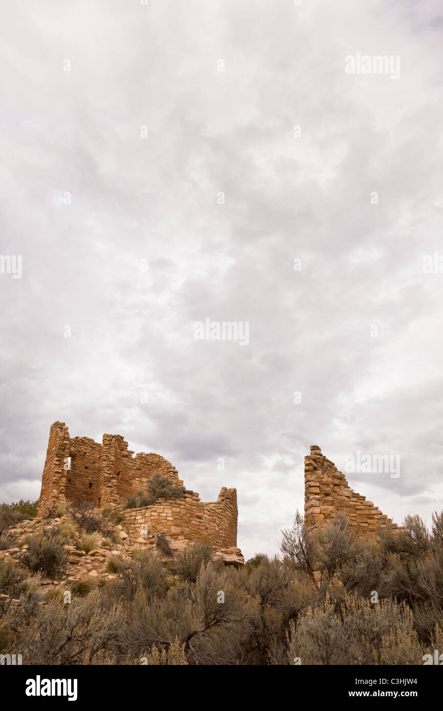 Château fardée, partie de la truite fardée Château Groupe lors de Hovenweep National Monument dans le sud de l'Utah, USA. Banque D'Images