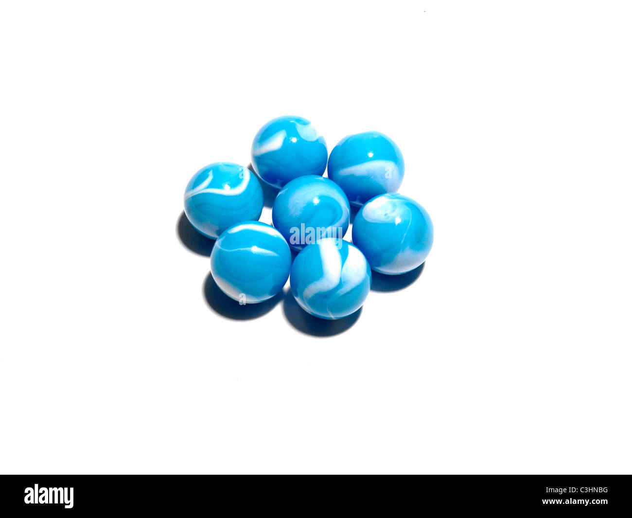 Huit boules de verre bleu Banque D'Images