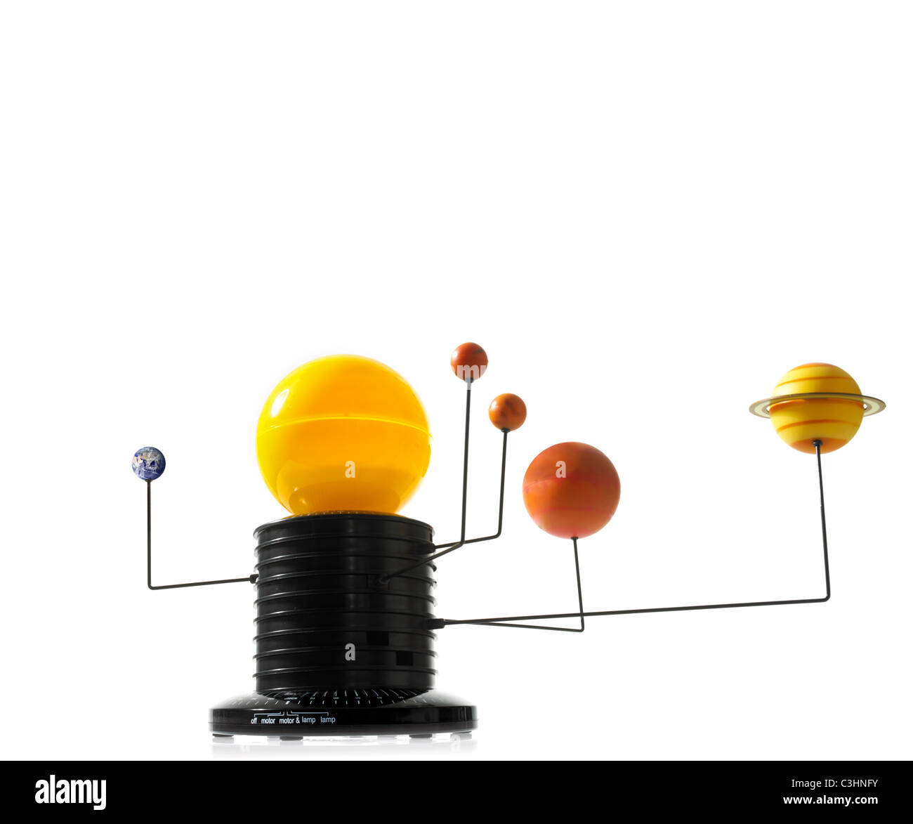 Système solaire modèle sur fond blanc Banque D'Images