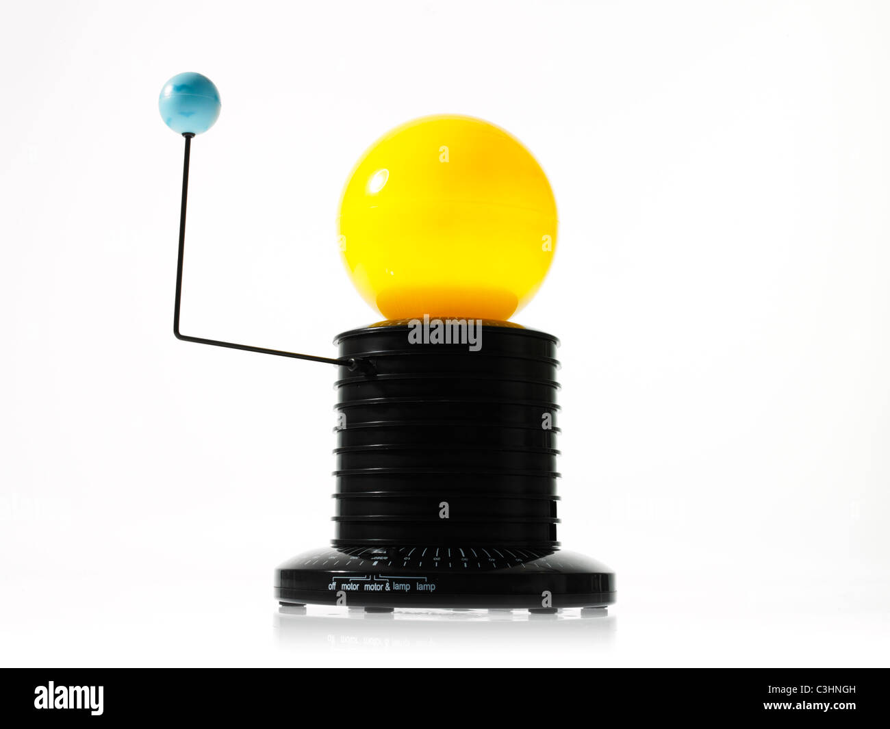 La rotation de la terre modèle sun sur fond blanc Banque D'Images