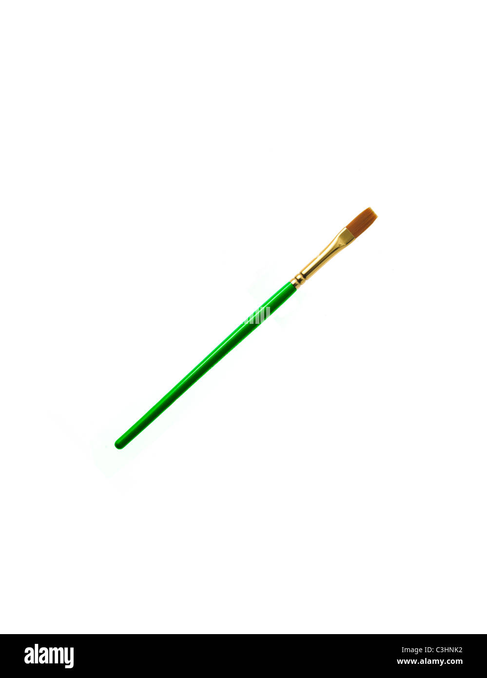 Pinceau vert sur fond blanc Banque D'Images