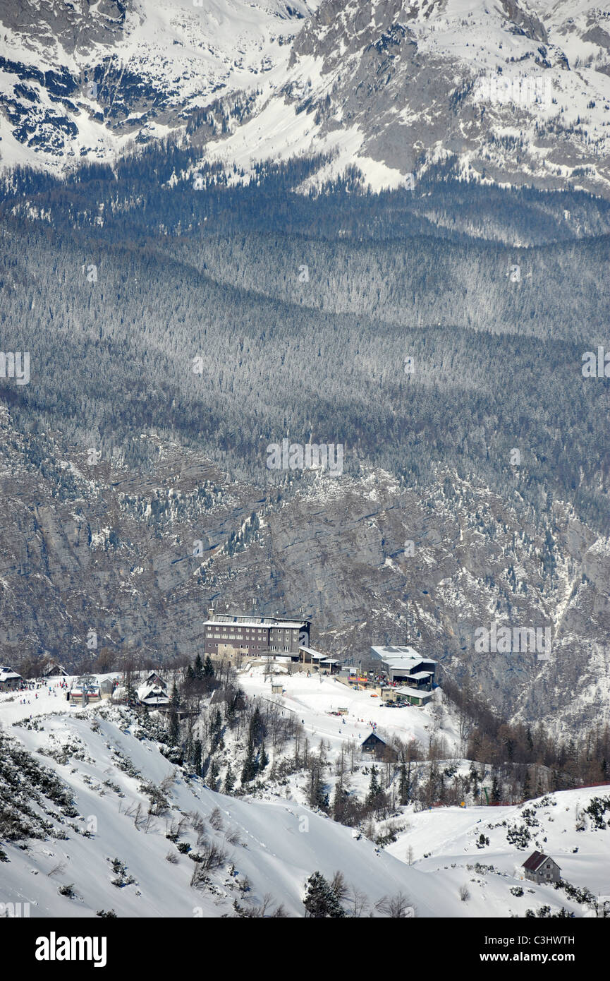 Le centre de ski de Vogel dans le parc national du Triglav de Slovénie Banque D'Images