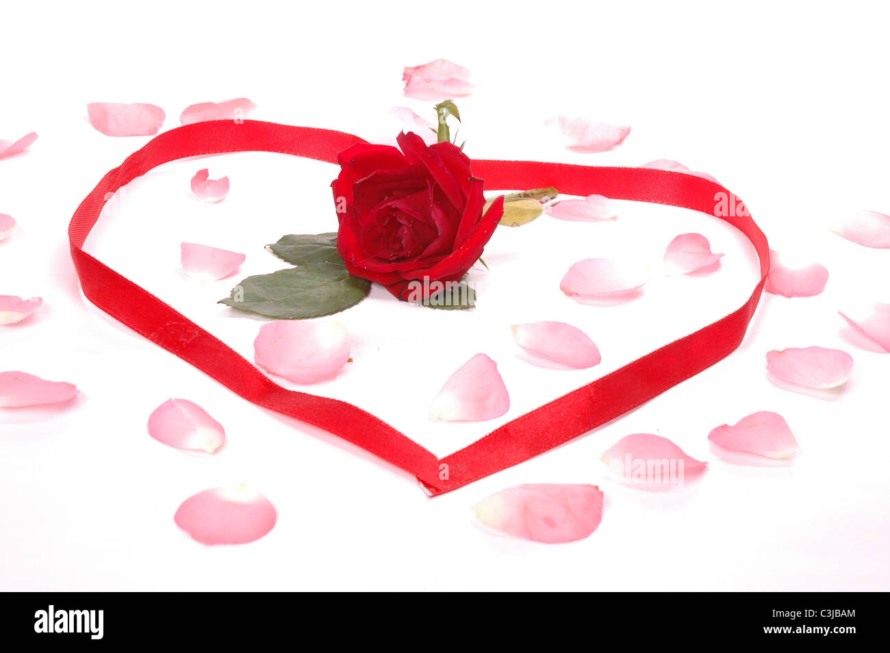 Rose rouge de forme de coeur Banque D'Images