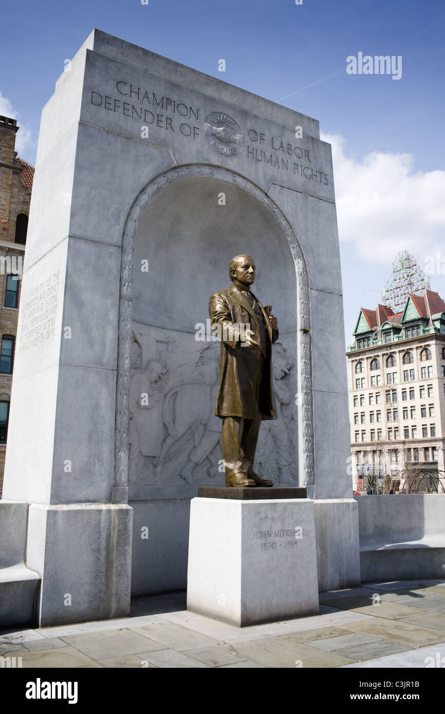 Statue rend hommage à John Mitchell, chef syndical, Président de l'United Mine Workers, Scranton, Pennsylvania Banque D'Images