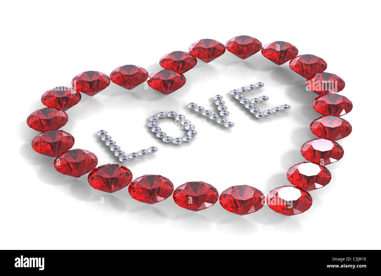 Coeur de diamants avec mot amour, de rendu 3D Banque D'Images Coeur de diamants avec mot amour, de rendu 3D Banque D'Images
