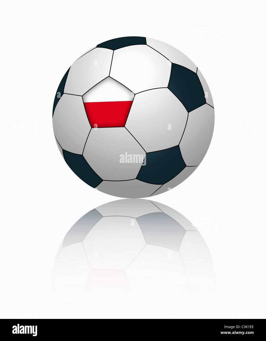 Drapeau polonais sur le football, Close up Banque D'Images