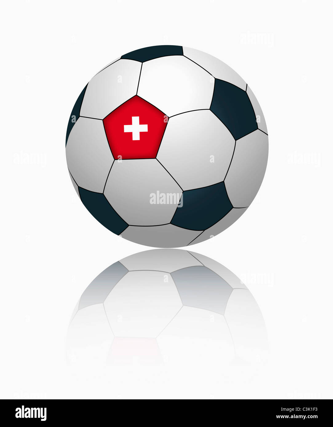 Drapeau suisse sur le football, Close up Banque D'Images