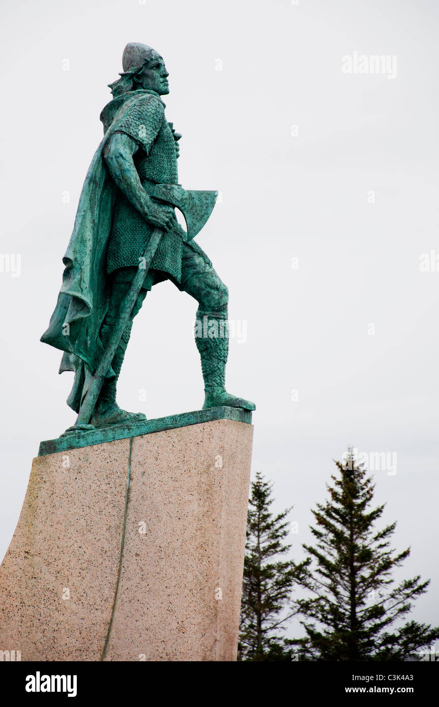 Statue de Leif Ericson, découvreur de l'Amérique latine à Reykjavik, Islande Banque D'Images