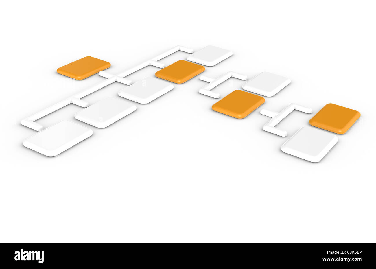 Organigramme. Organigramme vue latérale, orange et blanc. Banque D'Images