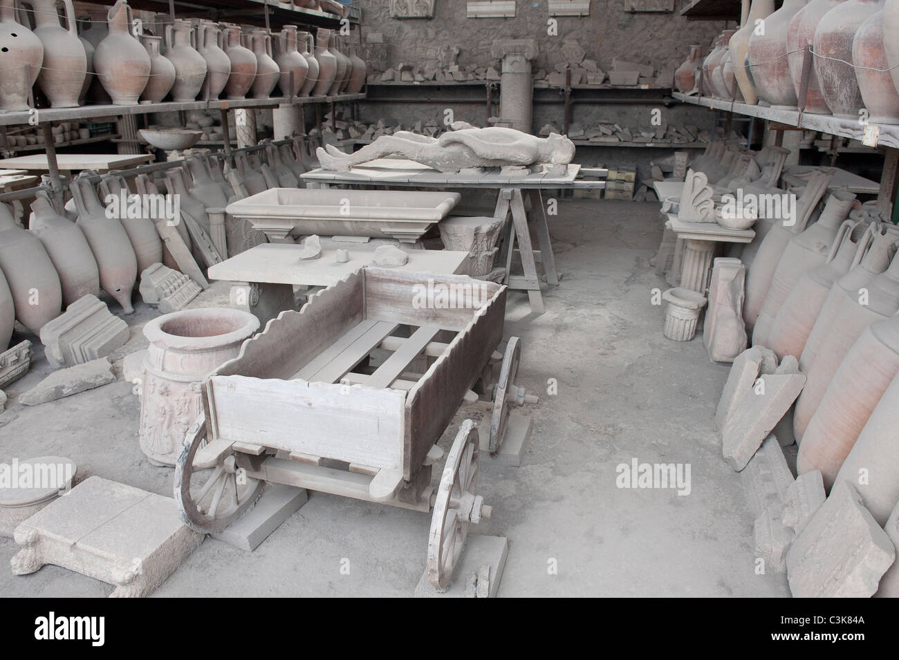 Artefacts de la vieille ville de Pompéi Banque D'Images