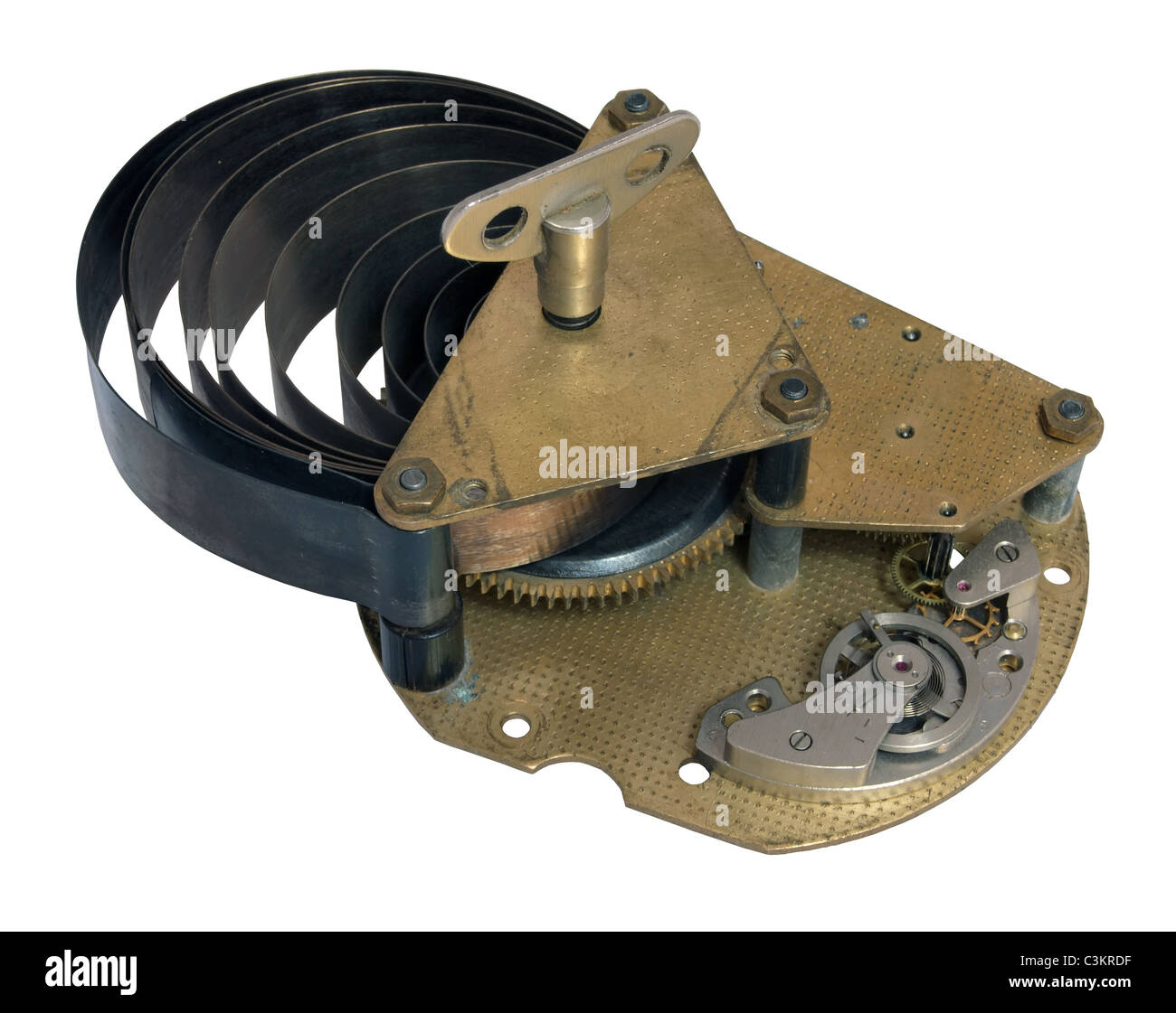 Partie de l'ancien mécanisme d'horloge avec une dissolution du printemps Banque D'Images