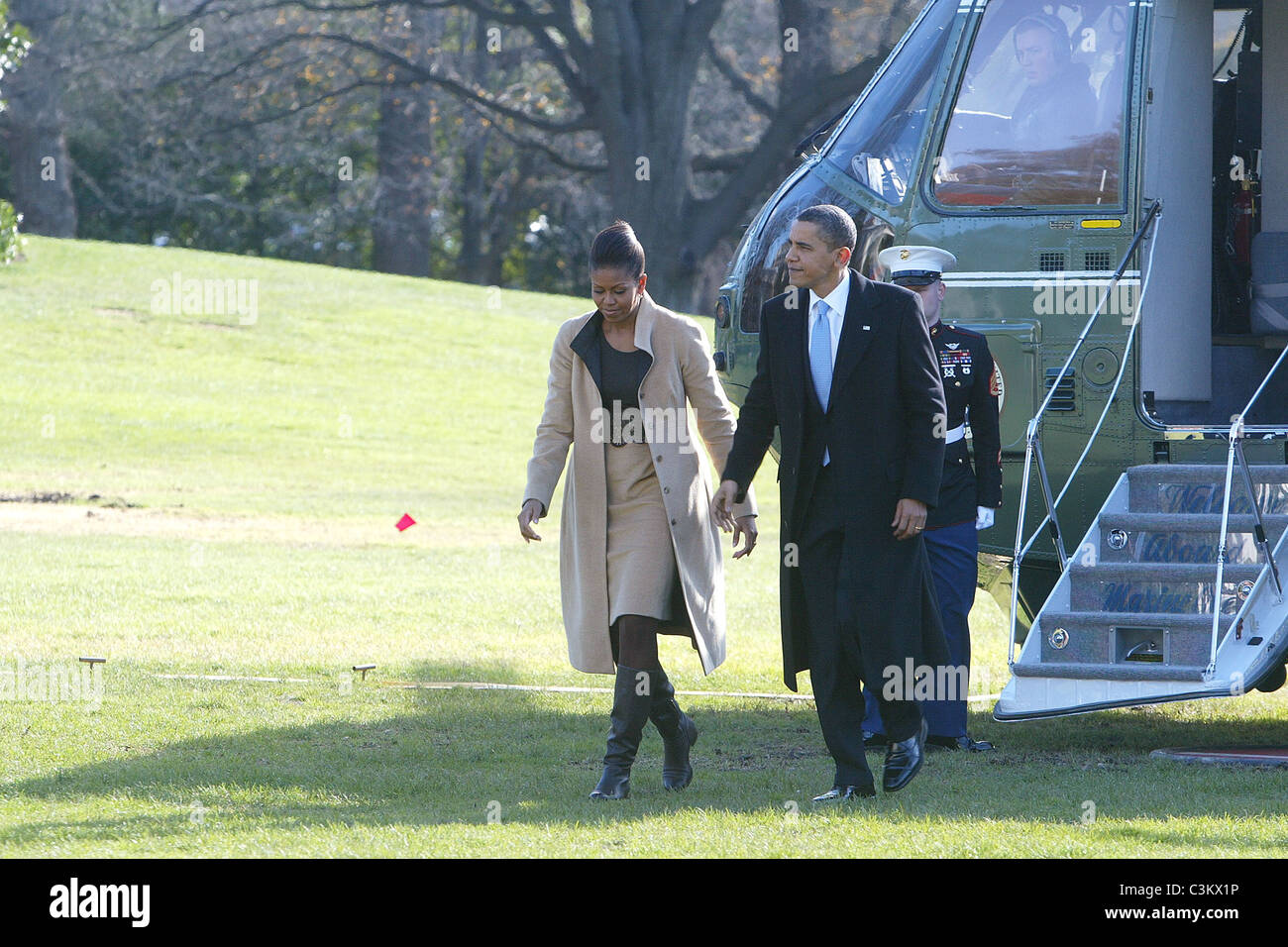 Le président Barack Obama et Première Dame Michelle Obama retour à la ...