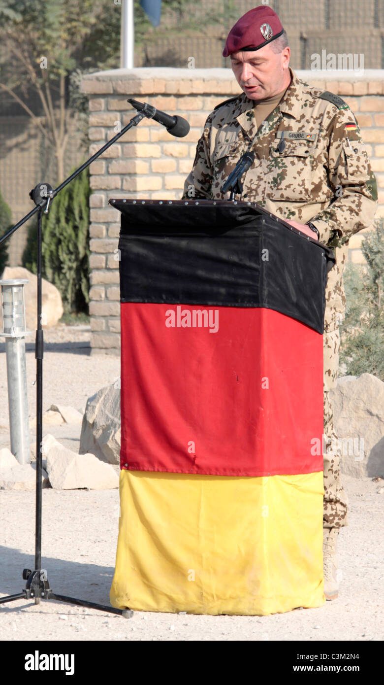 Commandander grube, chef de l'armée allemande à Kunduz, Afghanistan. Banque D'Images