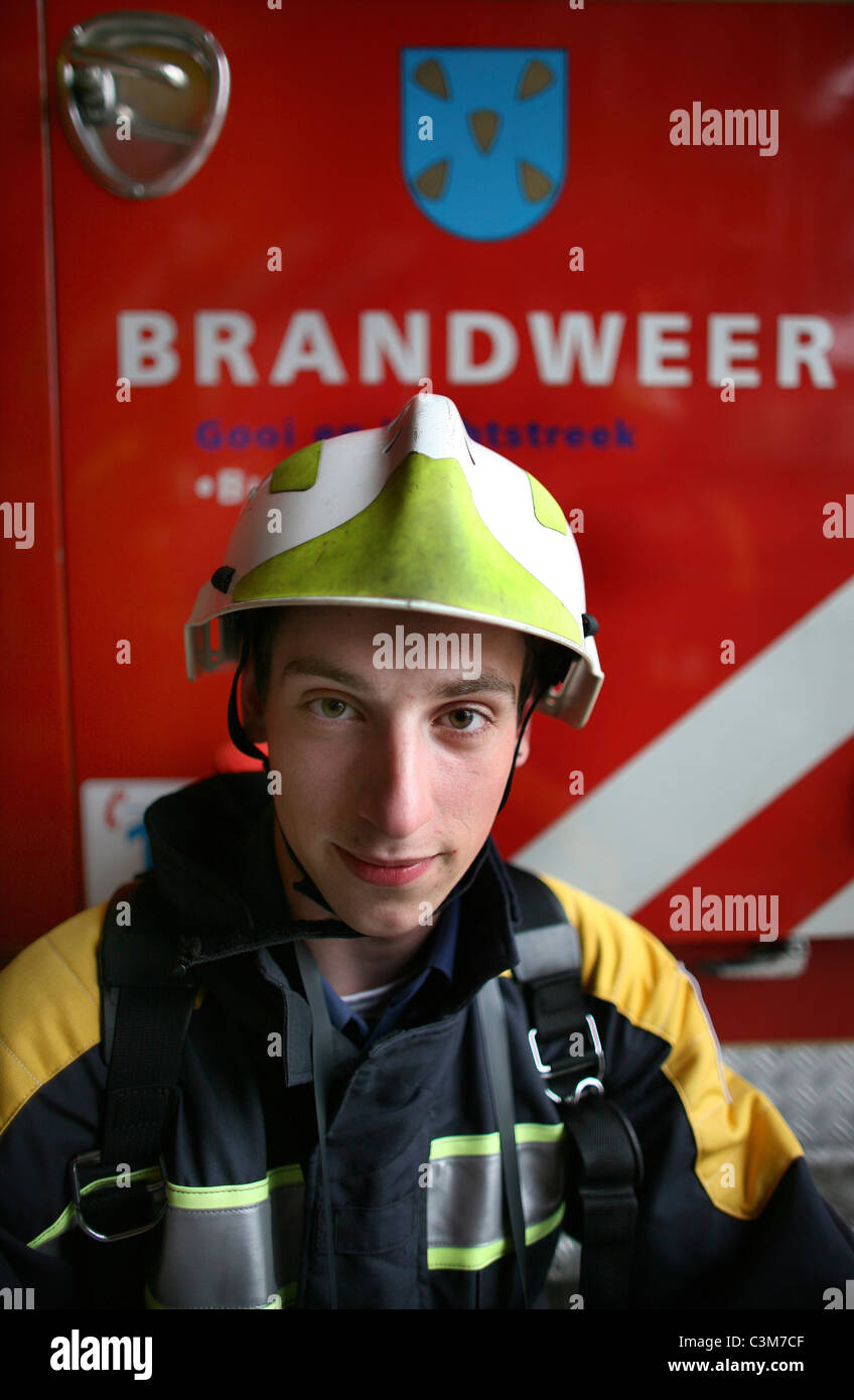 Fire Brigade pour mineurs en Hollande Banque D'Images