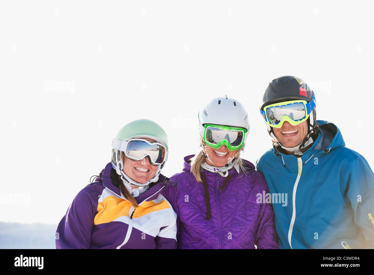 L'Italie, Trentin-Haut-Adige, Alto Adige, Bolzano, Alpe di Siusi, groupe de personnes ski, smiling Banque D'Images